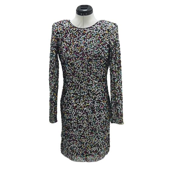 MANGO Long Sleeve Rainbow Sequin Dress SIZE 6 - Picture 1 of 5